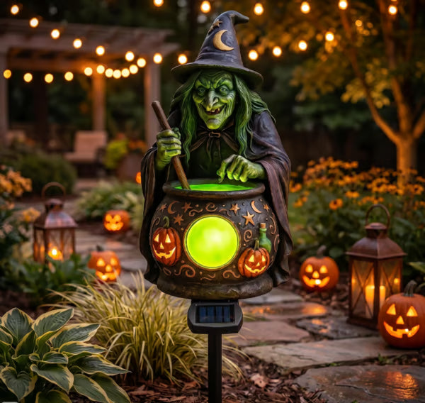 💥Early Bird Discount 53% OFF🏆Halloween Solar Witch Cauldron Garden Stake Light🧙
