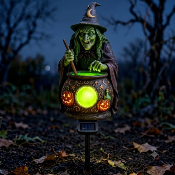 💥Early Bird Discount 53% OFF🏆Halloween Solar Witch Cauldron Garden Stake Light🧙