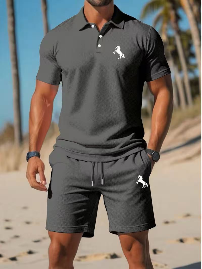 ⏰ Last day: 50% off! 🔥 Men's 2-piece summer set with a polo shirt and shorts