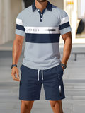 ⏰ Last day: 50% off! 🔥 Men's summer set with a striped polo shirt and shorts