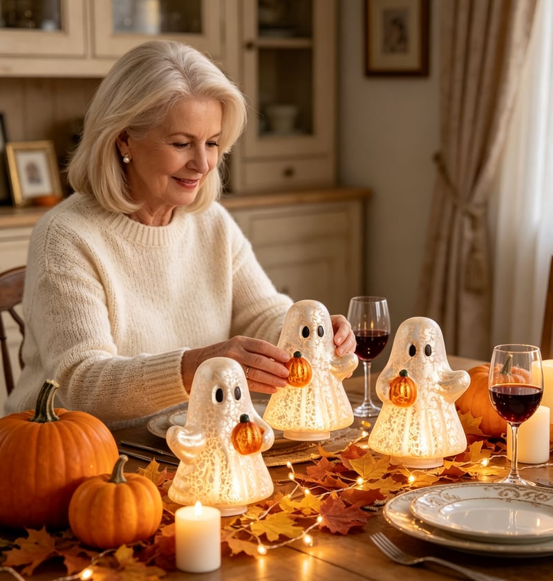 Set of 3 Illuminated Mercury Glass Ghosts by Valerie
