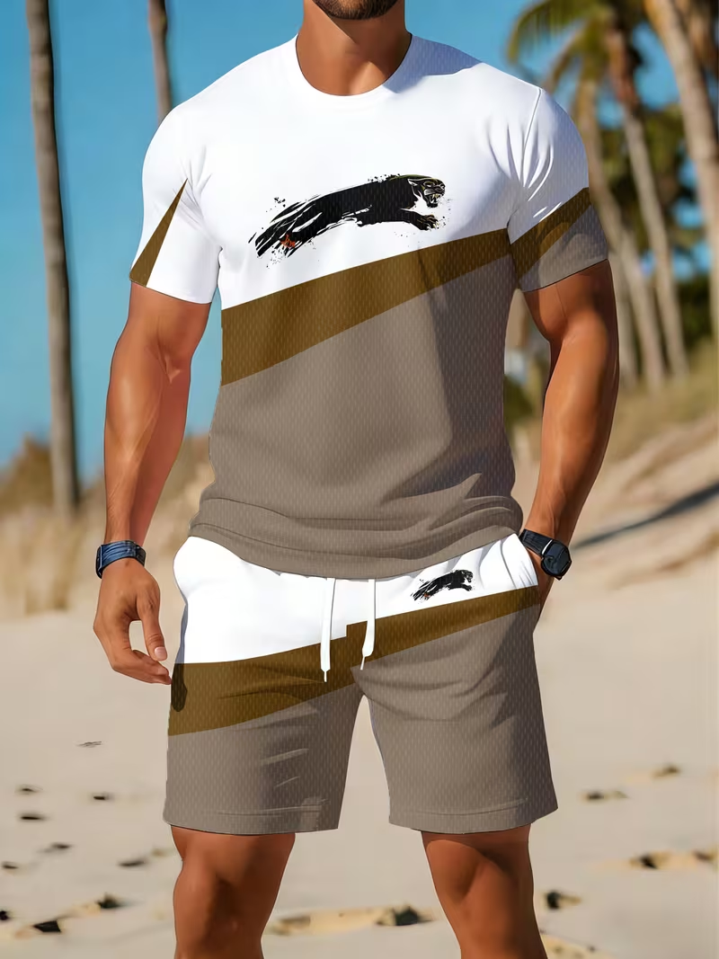 ⏰ Last day: 50% off! 🔥—Men's athletic summer set with T-shirt & shorts