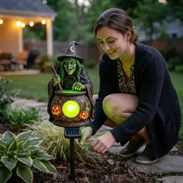 💥Early Bird Discount 53% OFF🏆Halloween Solar Witch Cauldron Garden Stake Light🧙