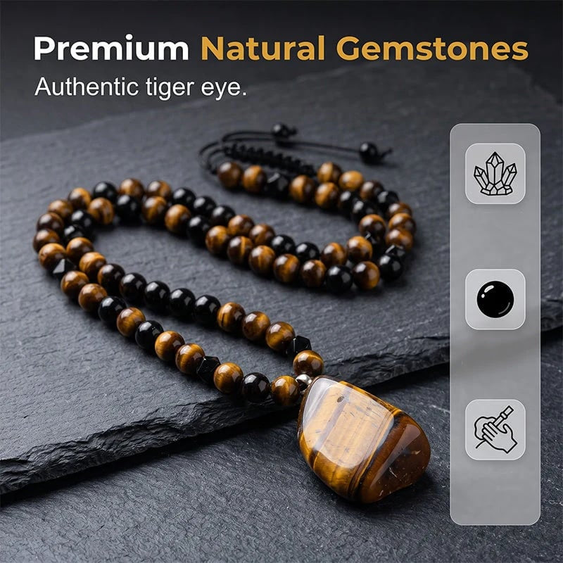 🔥49% OFF NOW🦁Men's Natural Tiger's‑Eye Beaded Necklace‑Stylish Energy Healing Stone Jewelry for Daily & Gift‑Giving