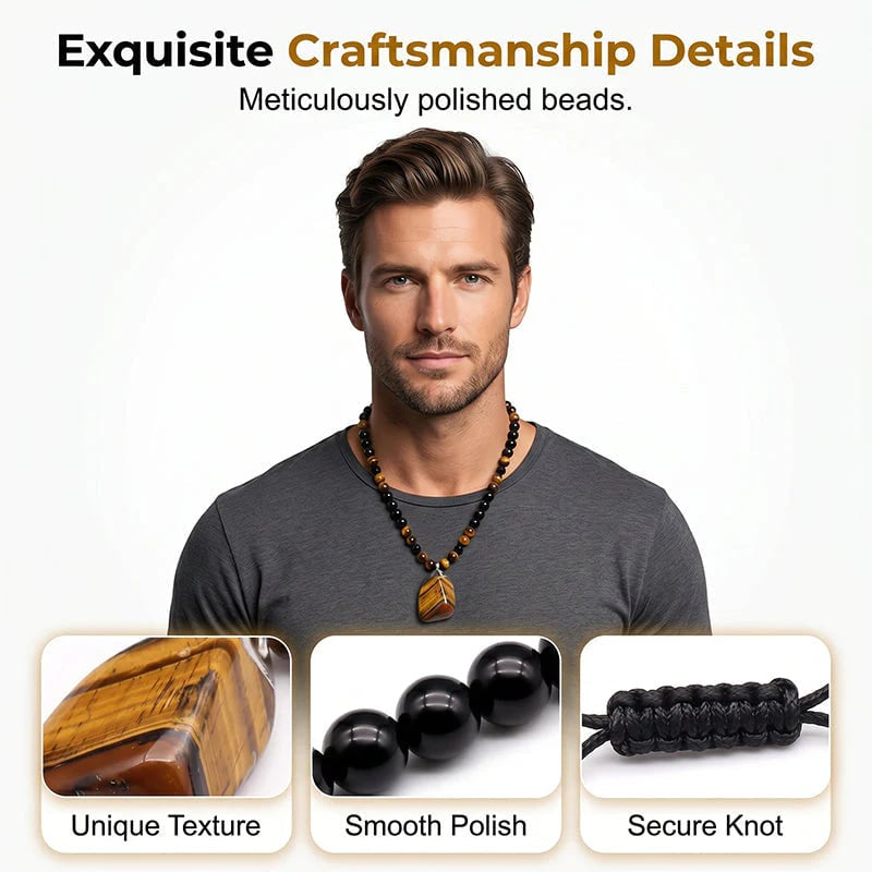 🔥49% OFF NOW🦁Men's Natural Tiger's‑Eye Beaded Necklace‑Stylish Energy Healing Stone Jewelry for Daily & Gift‑Giving