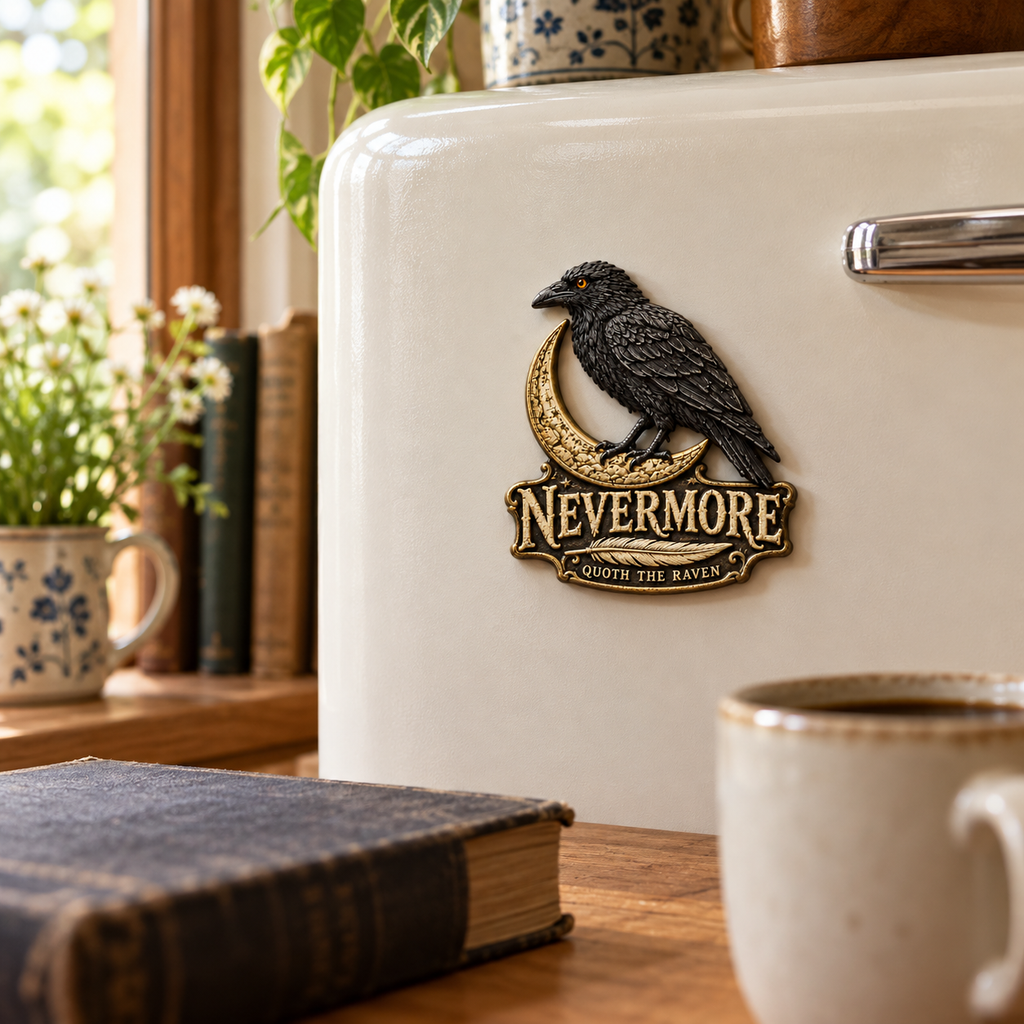 NEVERMORE Raven & Moon Fridge Magnet