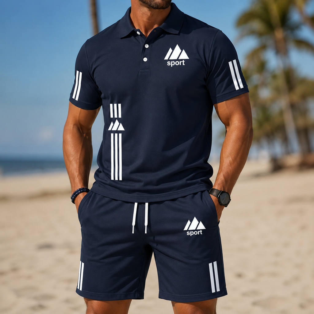 ⏰ Last day: 50% off! 🔥 Men's sports set with a polo shirt and shorts for summer