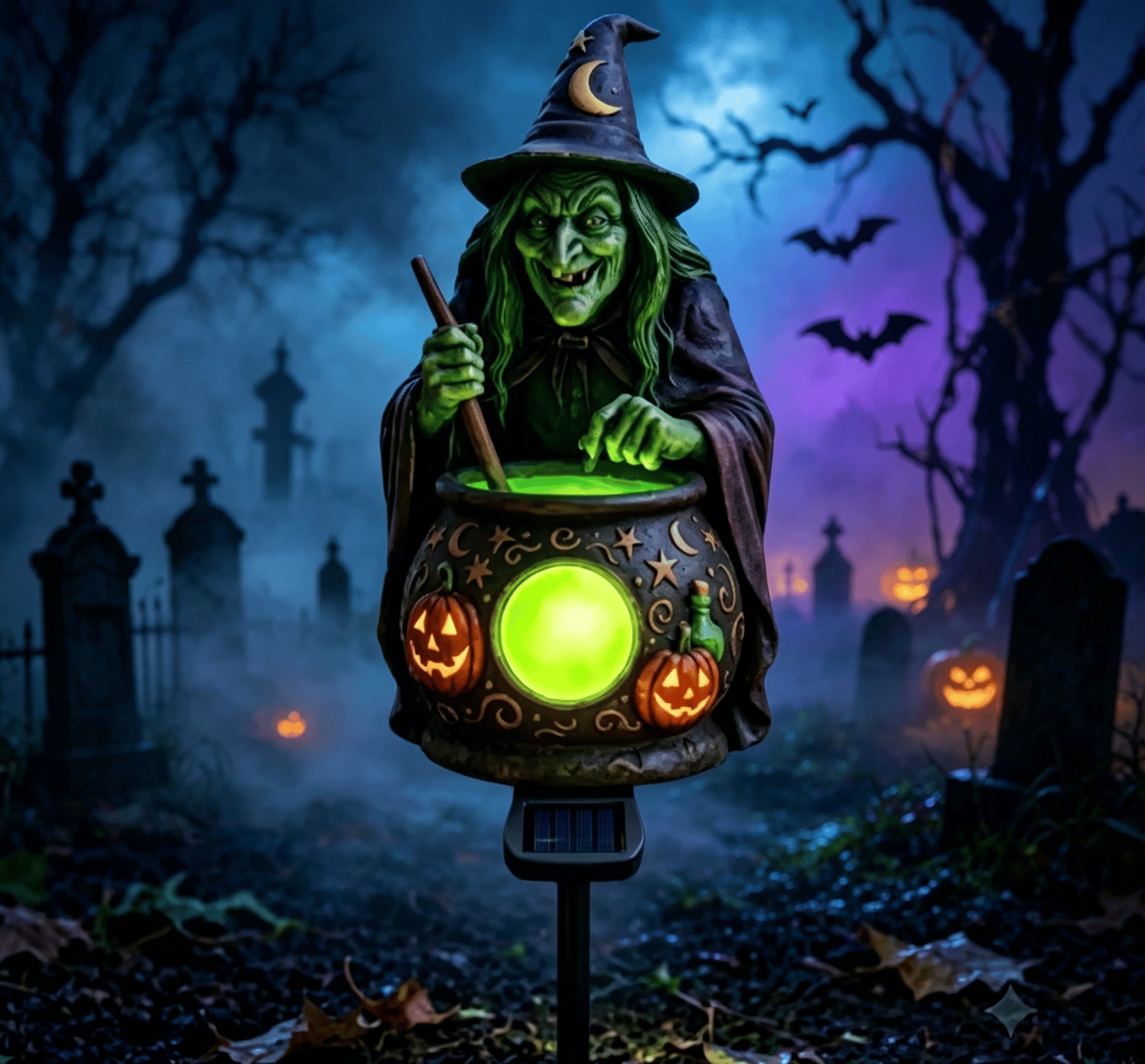 💥Early Bird Discount 53% OFF🏆Halloween Solar Witch Cauldron Garden Stake Light🧙