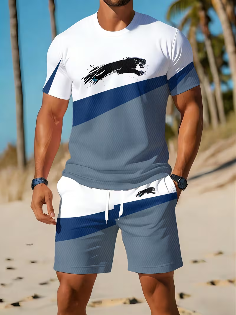 ⏰ Last day: 50% off! 🔥—Men's athletic summer set with T-shirt & shorts