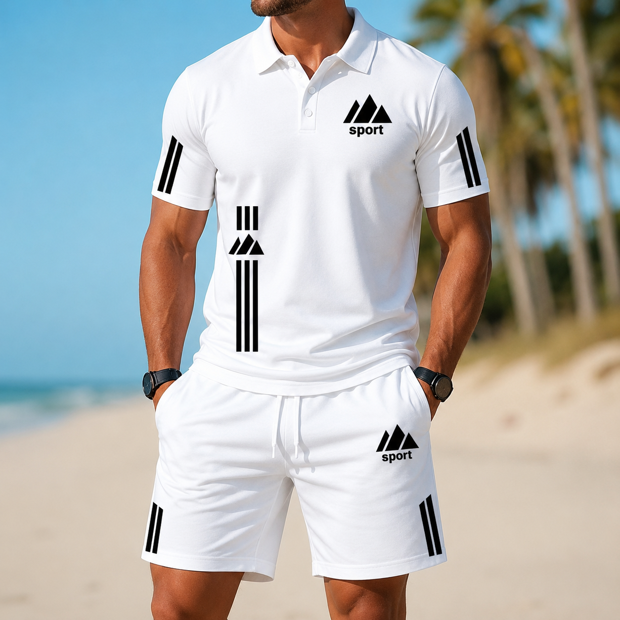 ⏰ Last day: 50% off! 🔥 Men's sports set with a polo shirt and shorts for summer
