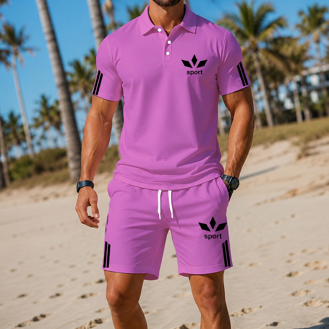 ⏰ Last day: 50% off! 🔥 Men's summer set with a polo shirt and shorts