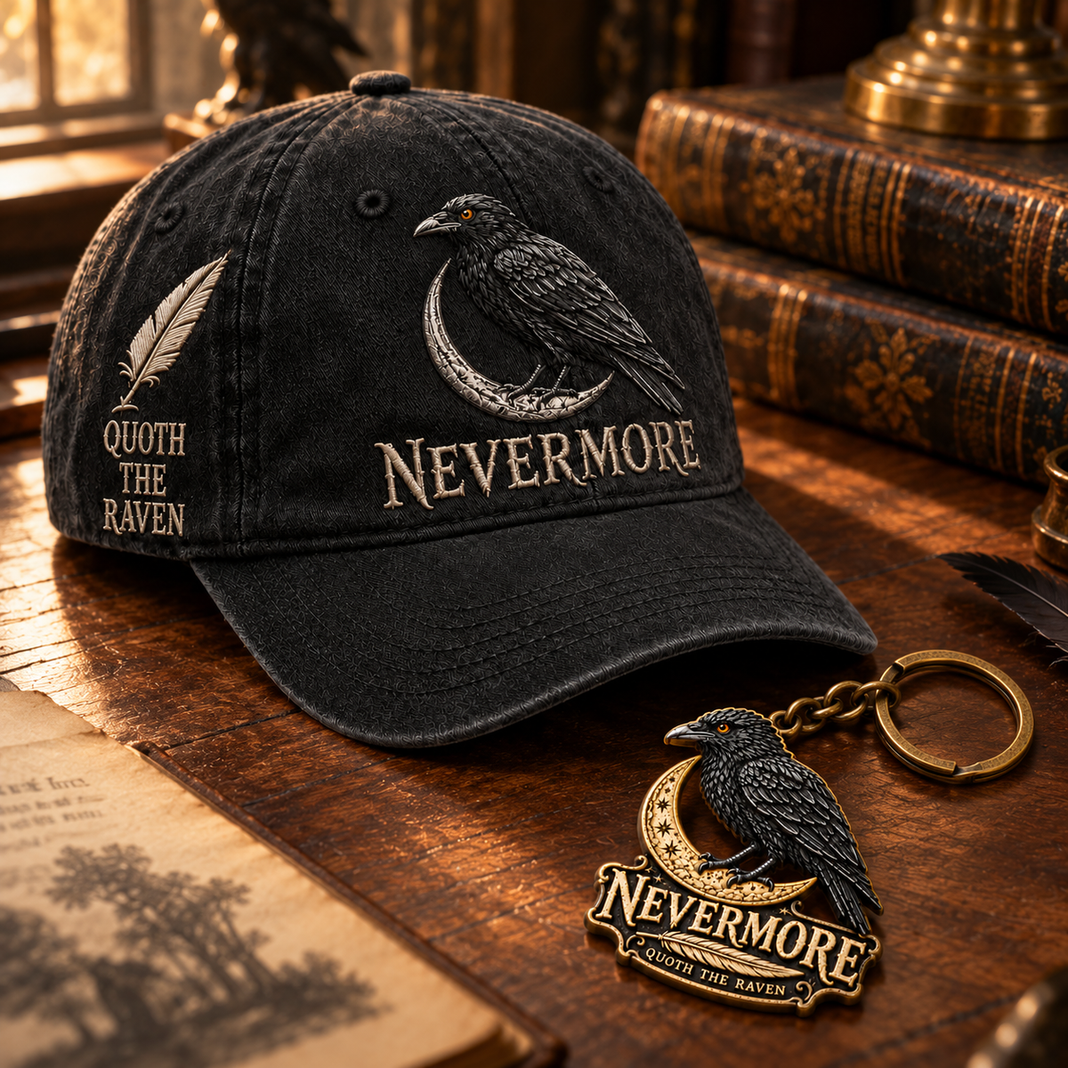 NEVERMORE Raven Vintage Keychain