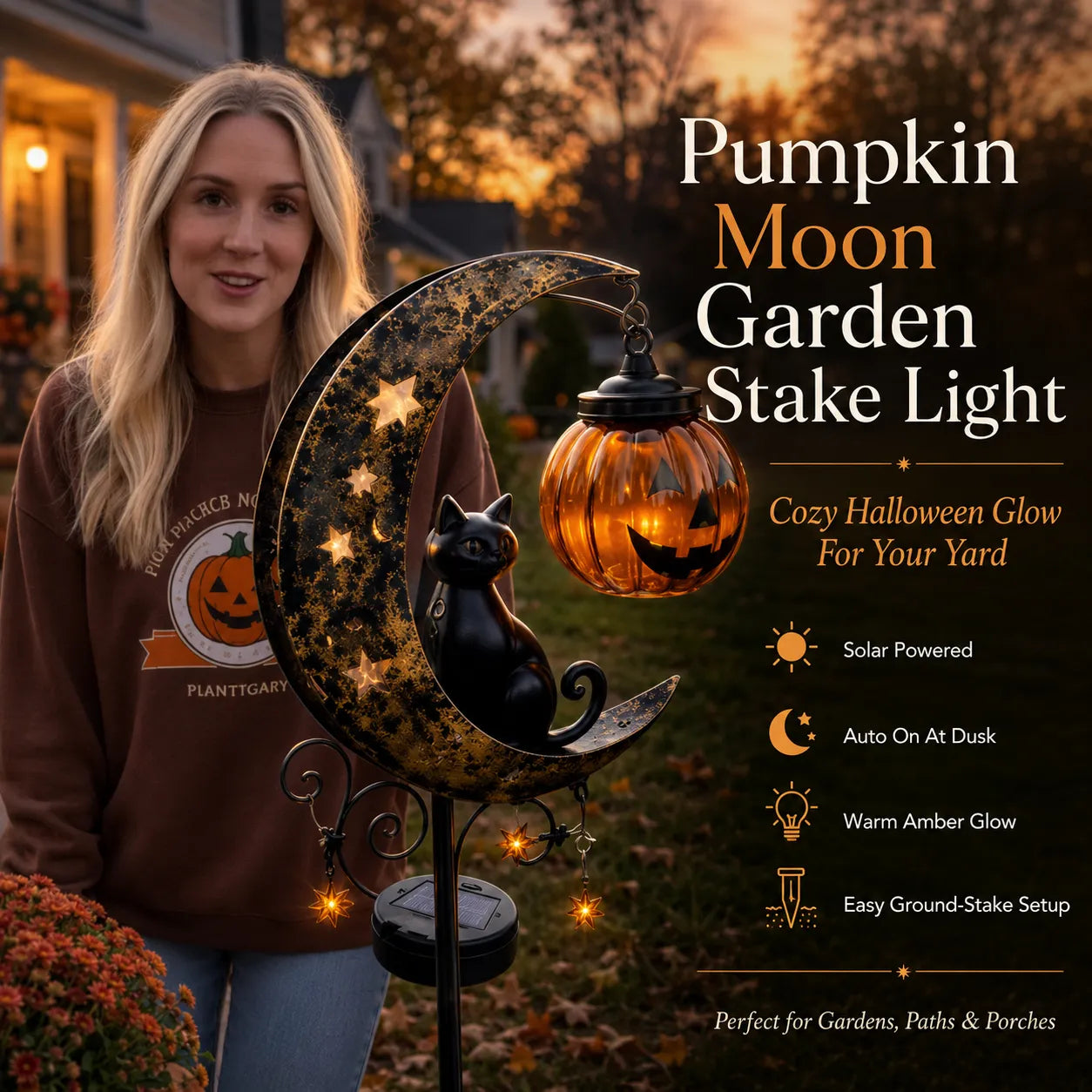 🎃 Halloween Early Bird Sale | 49% OFF 🐈‍⬛ Pumpkin Moon Garden Stake Light