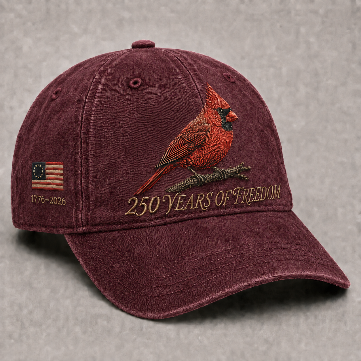 🐦 Northern Cardinal Embroidered Cap | 1776–2026