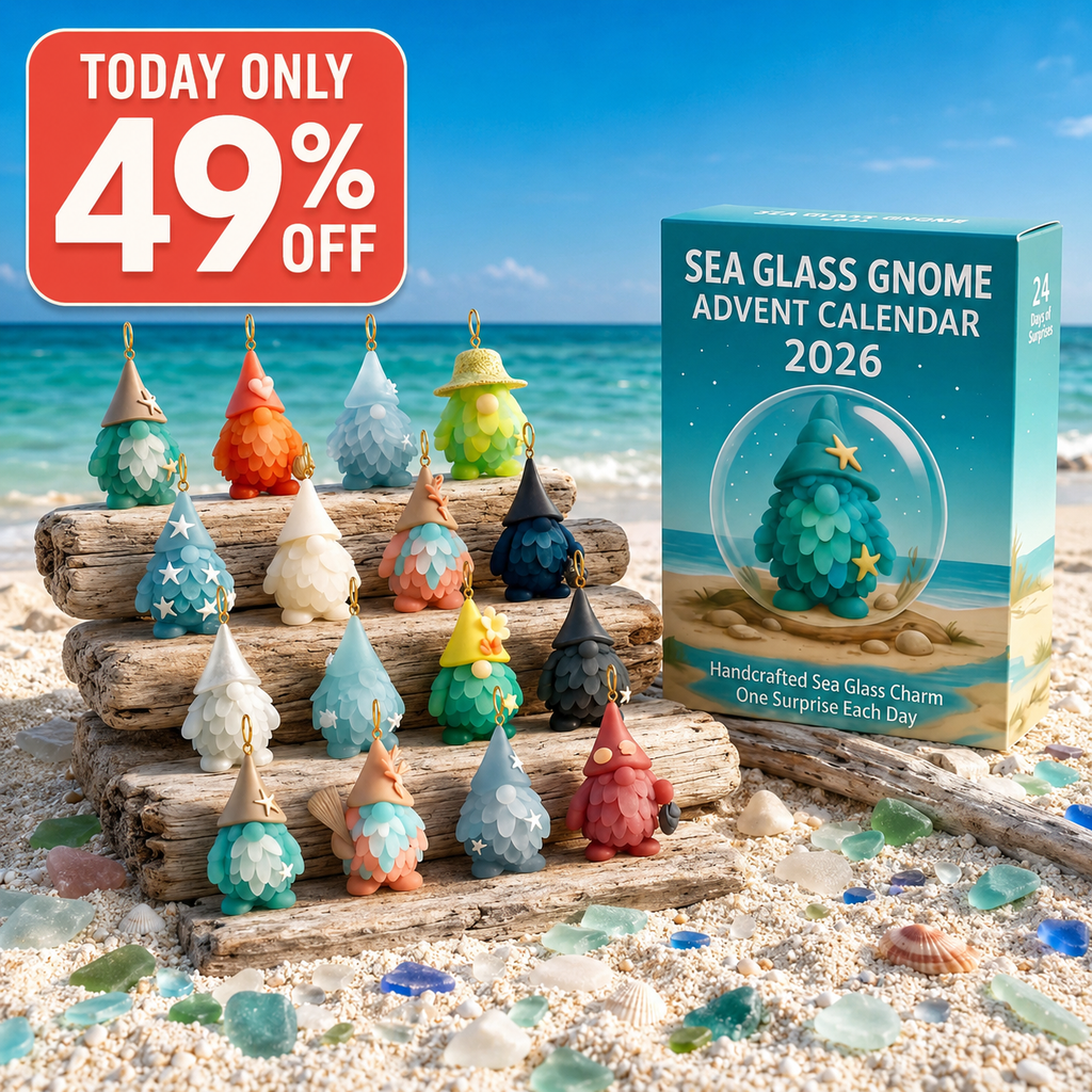 🌊🧝‍♂️ 2026 Coastal Gnome Advent Calendar – 24 Sea Glass Christmas Charms 🎄✨(2D Plane)