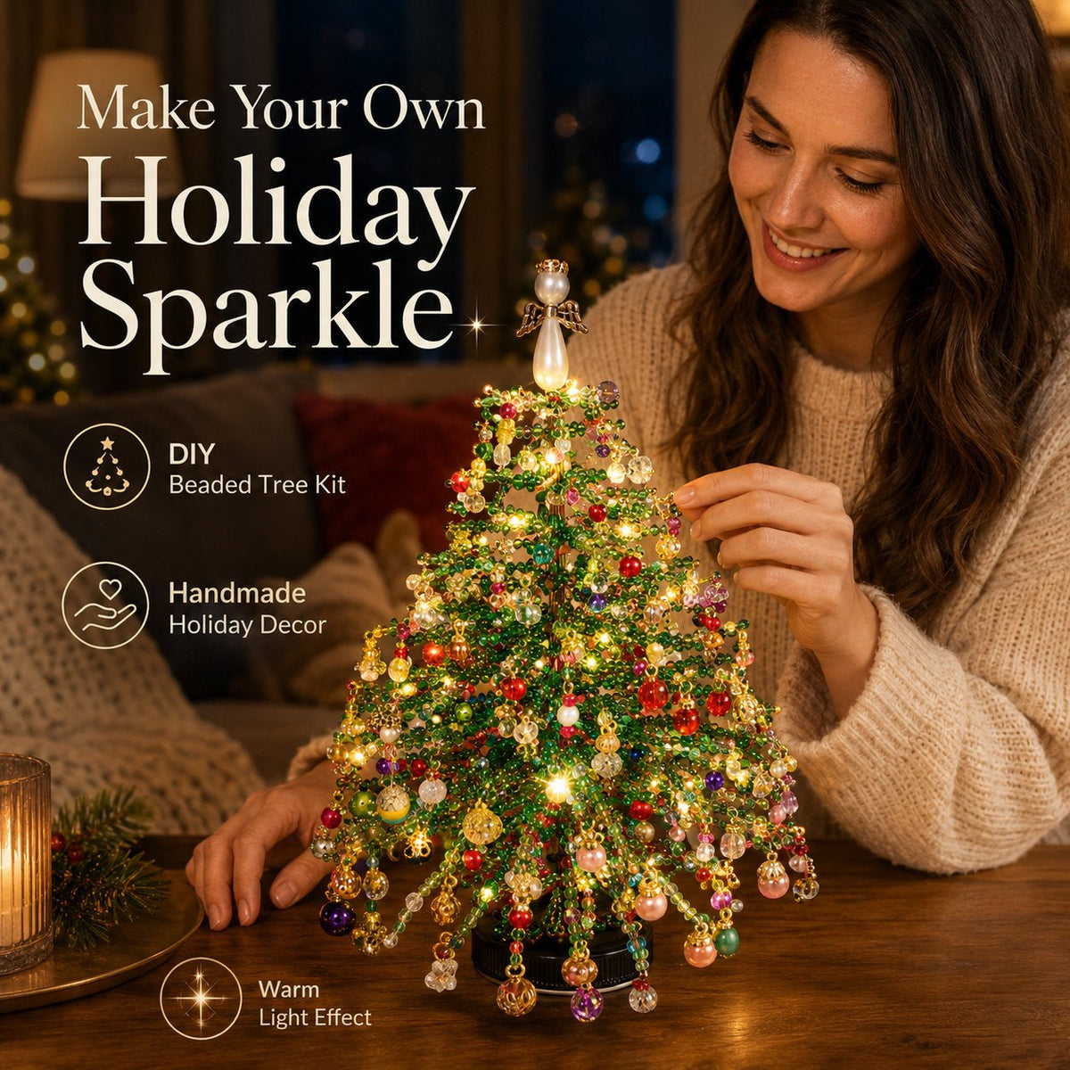 🎄✨ DIY Perlen-Weihnachtsbaum-Set – Fertige deine eigene funkelnde Weihnachtsdekoration an