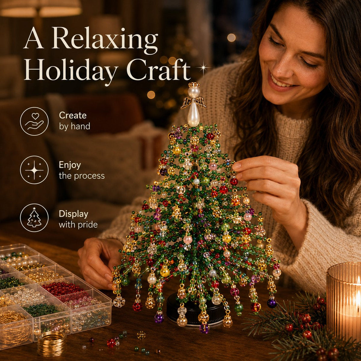 🎄✨ DIY Perlen-Weihnachtsbaum-Set – Fertige deine eigene funkelnde Weihnachtsdekoration an