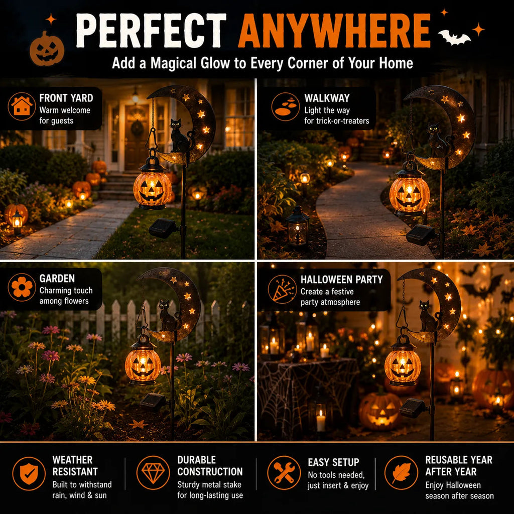 🎃 Halloween Early Bird Sale | 49% OFF 🐈‍⬛ Pumpkin Moon Garden Stake Light