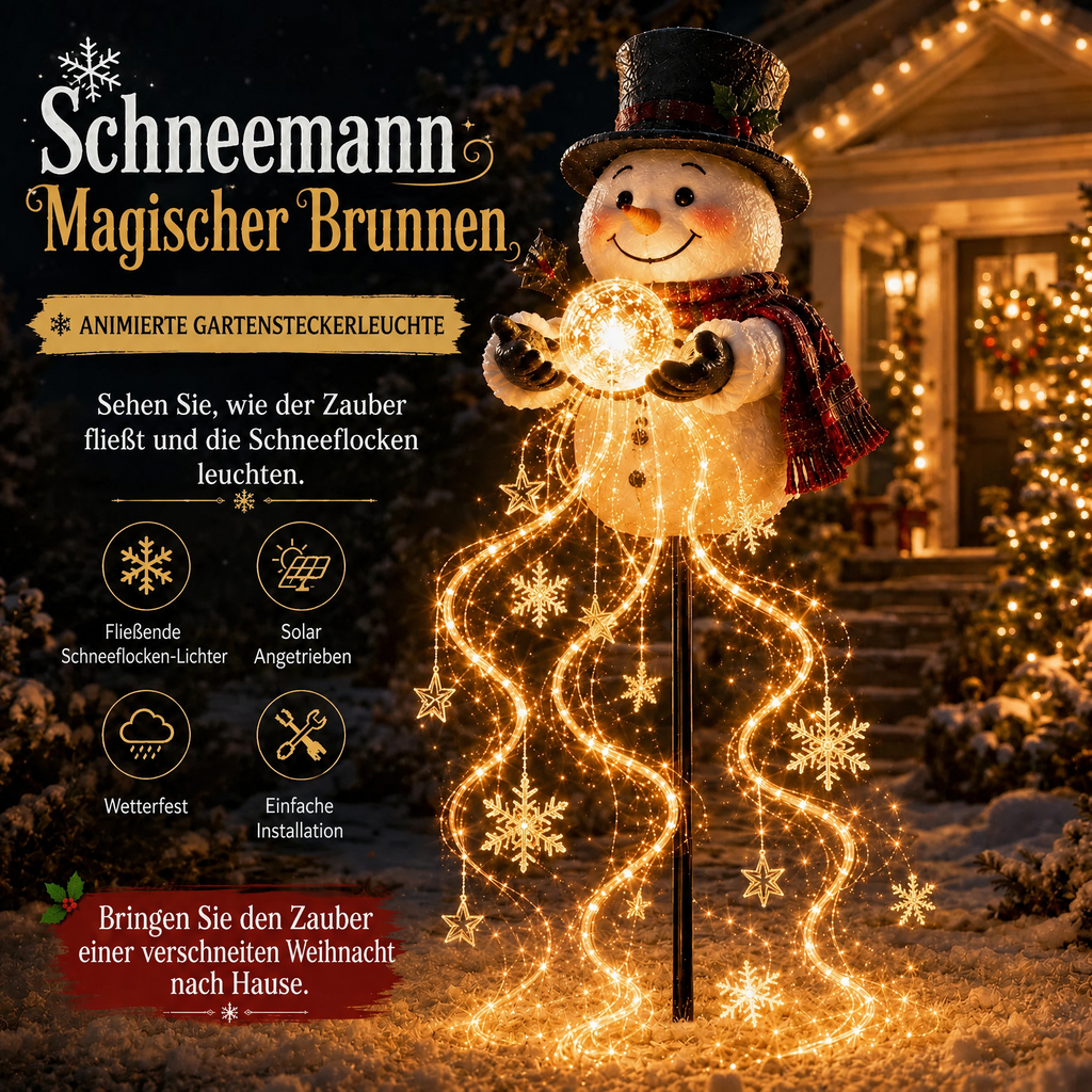 🎅✨ Neu für 2026: Geschenk-Kaskade mit dem fliegenden Schlitten des Weihnachtsmanns – Solar-Weihnachtsbeleuchtung für den Garten