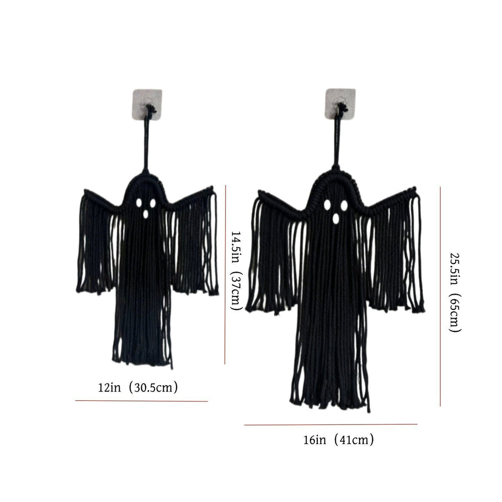 Handcrafted Woven Halloween Ghost Wall Decor - Cute Boho Hanging Ghost Decoration for Front Door, Porch & Indoor Home - Rustic Farmhouse Fall & Spooky Season Party Ornament
