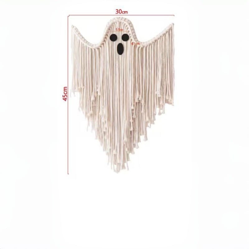 Handcrafted Woven Halloween Ghost Wall Decor - Cute Boho Hanging Ghost Decoration for Front Door, Porch & Indoor Home - Rustic Farmhouse Fall & Spooky Season Party Ornament