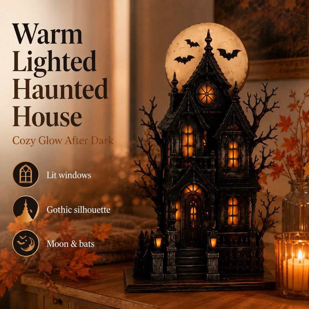 🔥Letzter Tag 49% Rabatt - 🧙🖤Beleuchtete Halloween Geisterhaus- & Figurenkollektion