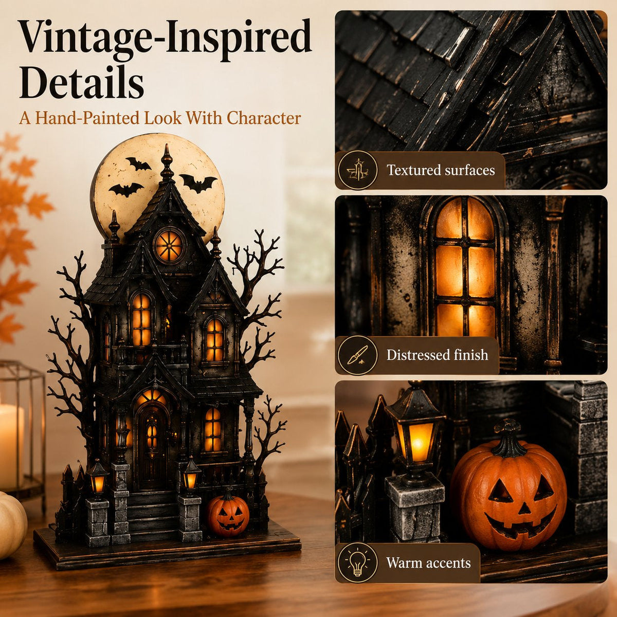 🔥Letzter Tag 49% Rabatt - 🧙🖤Beleuchtete Halloween Geisterhaus- & Figurenkollektion