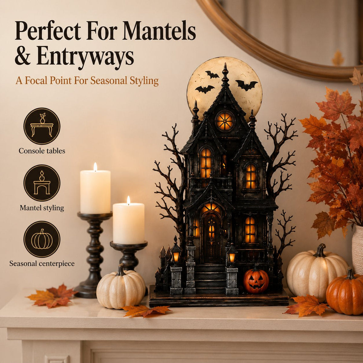 🔥Letzter Tag 49% Rabatt - 🧙🖤Beleuchtete Halloween Geisterhaus- & Figurenkollektion