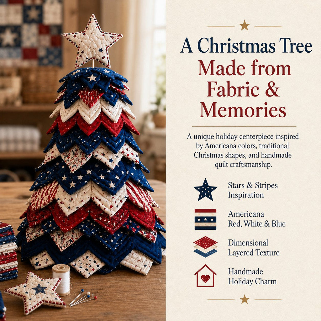 🔥Today's Limited-Time 49% OFF: 🦅Americana Christmas Tree Quilt Kit | All-in-One Christmas Quilting Craft Kit🧵