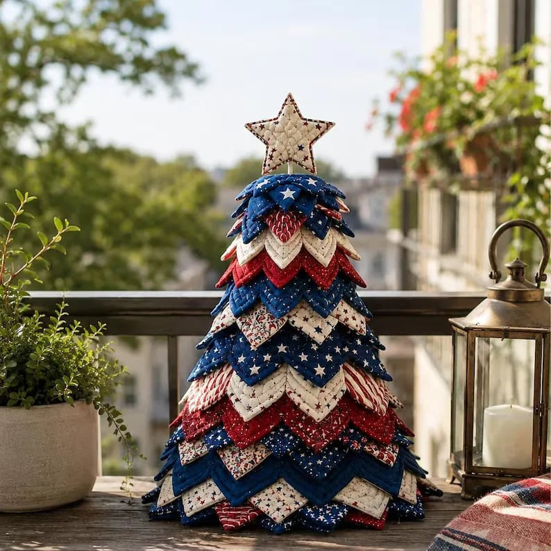 🔥Today's Limited-Time 49% OFF: 🦅Americana Christmas Tree Quilt Kit | All-in-One Christmas Quilting Craft Kit🧵