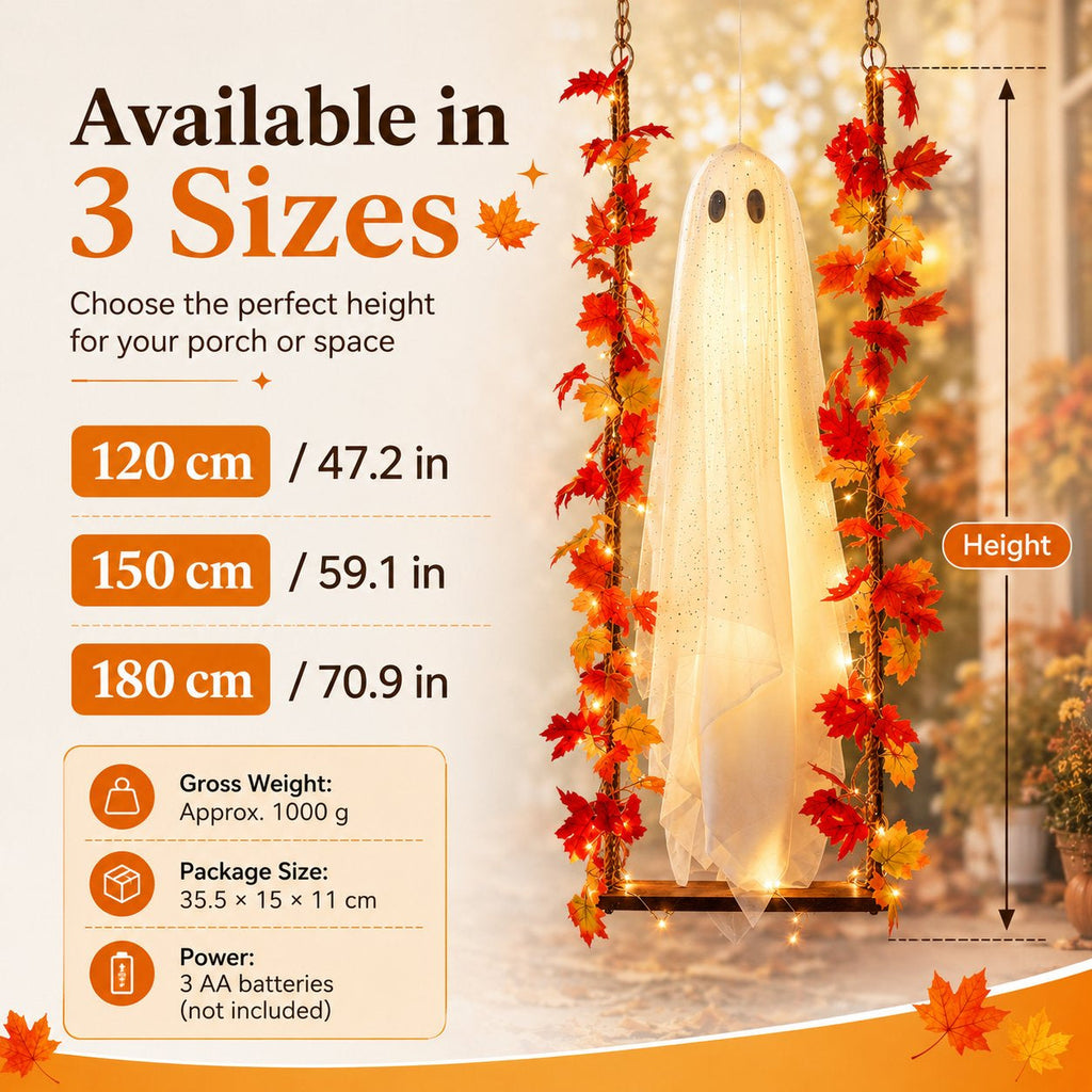 👻Free Shipping🍁Light-Up Maple Ghost Swing Halloween Decoration