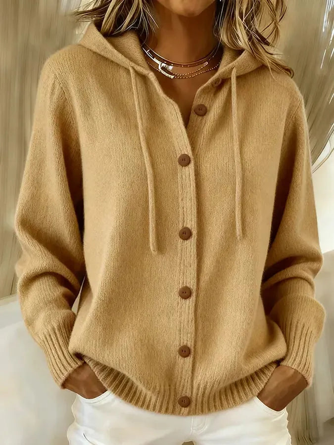 CLEARANCE SALE🔥 Women's Casual Hoodie Cotton Plain Long Sleeve Comfy Cardigan
