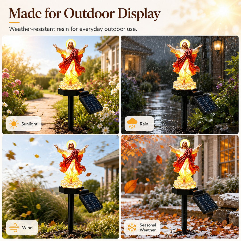 ✝️ Solar-Powered Illuminated Jesus Garden Statue | Automatic Halo Glow Outdoor Faith Decor for Gardens, Pathways & Prayer Spaces ✨