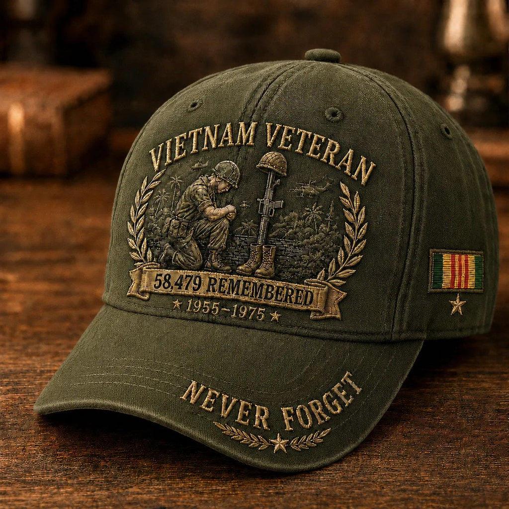 Vietnam Veteran 58,479 Remembered Cap 🎁 Free Double-Sided Honor Coin With Every Cap Purchase