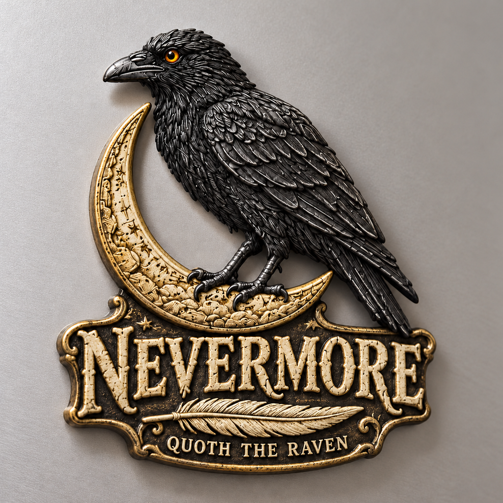 NEVERMORE Raven & Moon Fridge Magnet