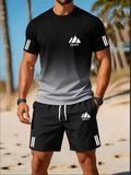 ⏰ Last day: 50% off! 🔥 – Men's sports set with a gradient-print shirt and shorts for summer