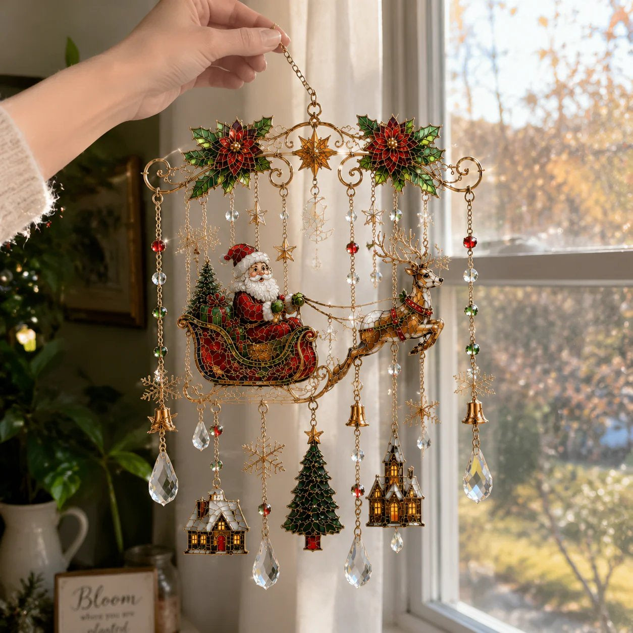 🔥Last Day 49% OFF - Handmade Christmas Stained Glass Window Hanging