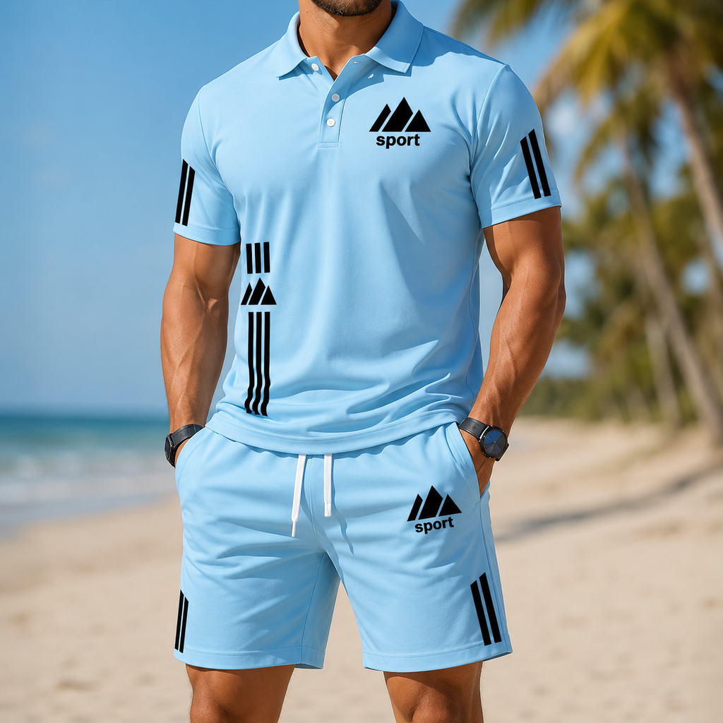 ⏰ Last day: 50% off! 🔥 Men's sports set with a polo shirt and shorts for summer