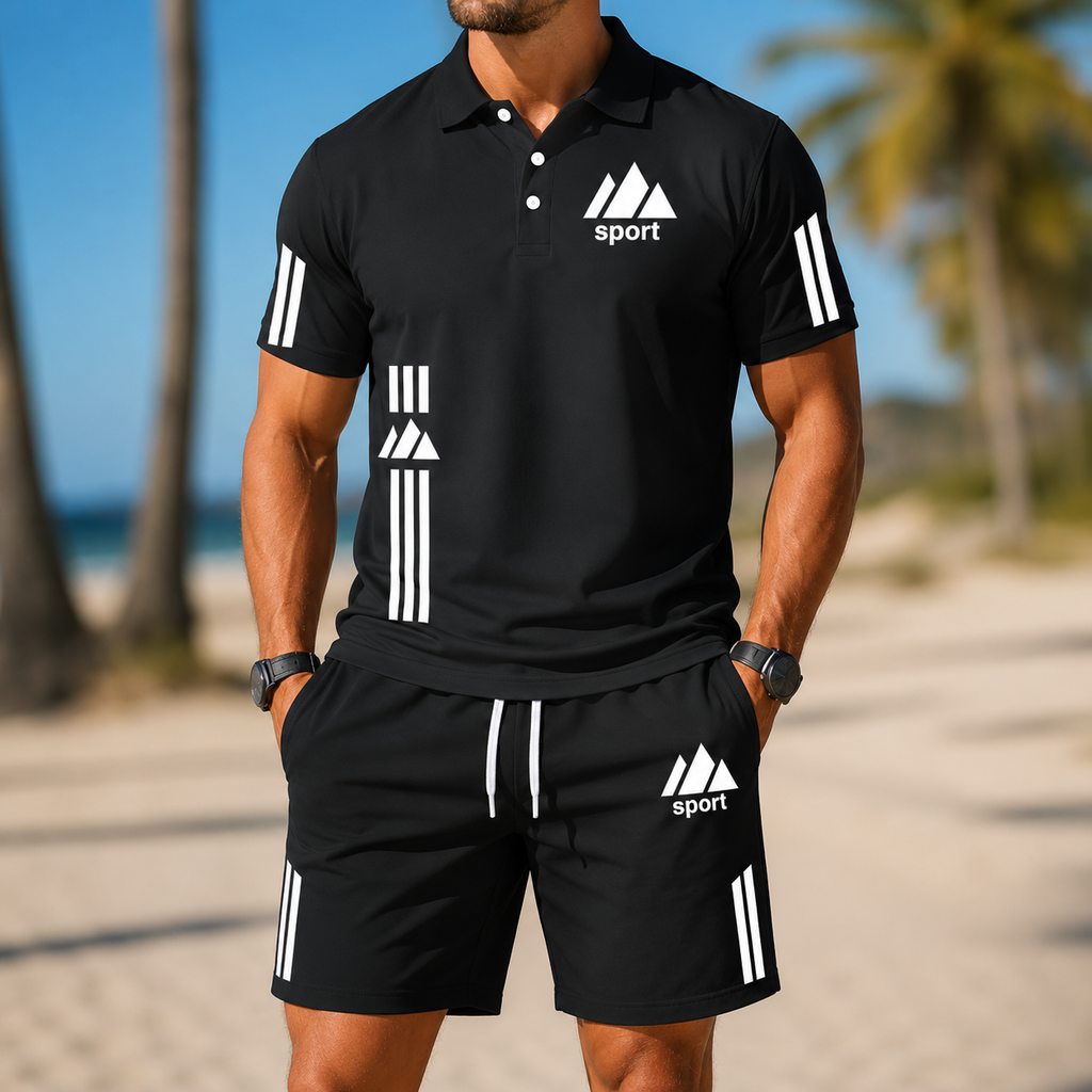 ⏰ Last day: 50% off! 🔥 Men's sports set with a polo shirt and shorts for summer