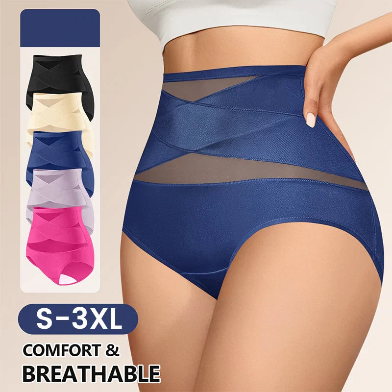 🌸Last Day 49% OFF✨Plus-Size High-Waist Cross Tummy Control Panties